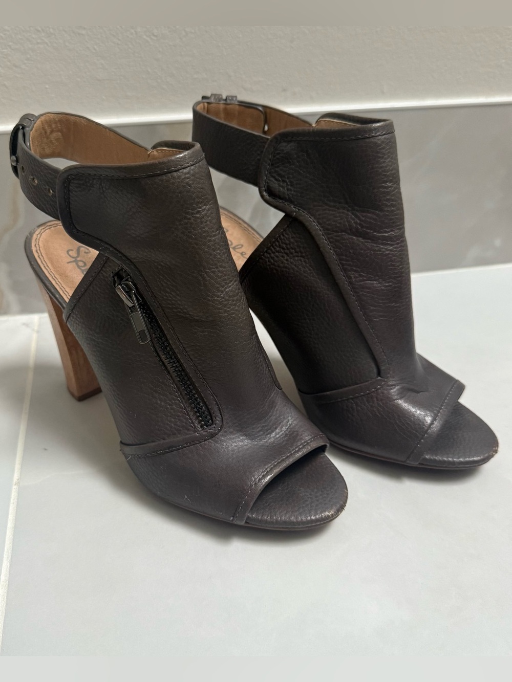 Splendid Leather Open Toe Ankle Booties